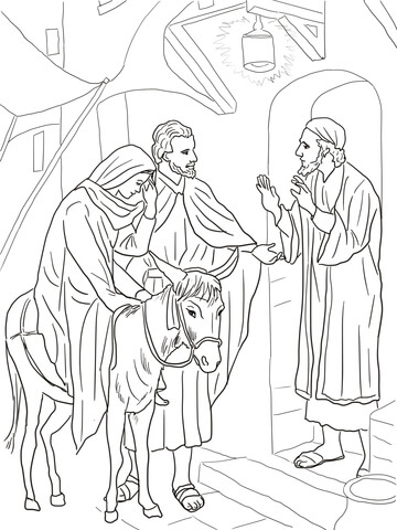 No Room At The Inn For Mary And Joseph Coloring Page